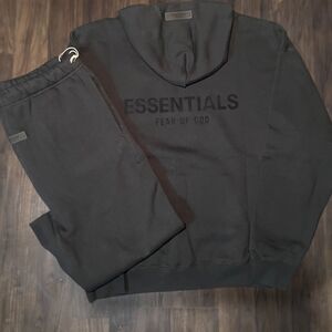 Essentials Fear of God Heaveyweight Hoodie Black Stretch Limo Set